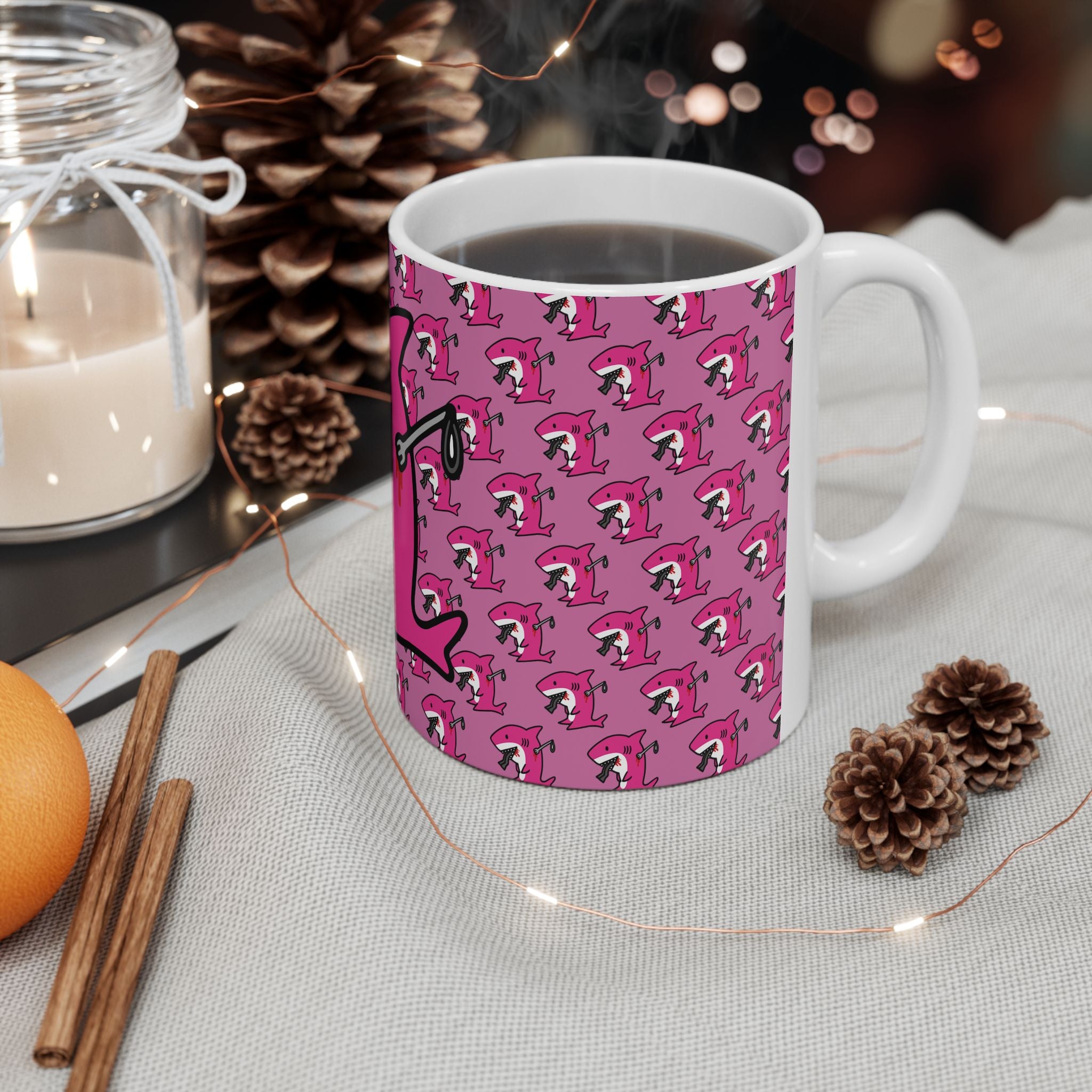 Pink Slit Gill Ceramic Mug, (11oz, 15oz)